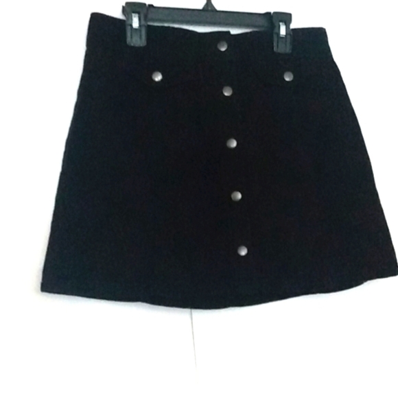BDG URBAN OUTFITTERS BLACK CORDUROY BUTTON FRONT MINI SKIRT SIZE MEDIUM - Picture 3 of 9